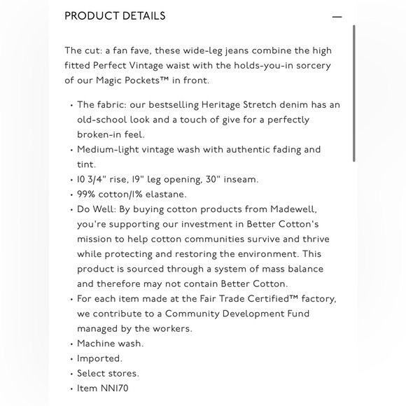 Madewell Perfect Vintage Wide Leg Jean 28 - Picture 5 of 8